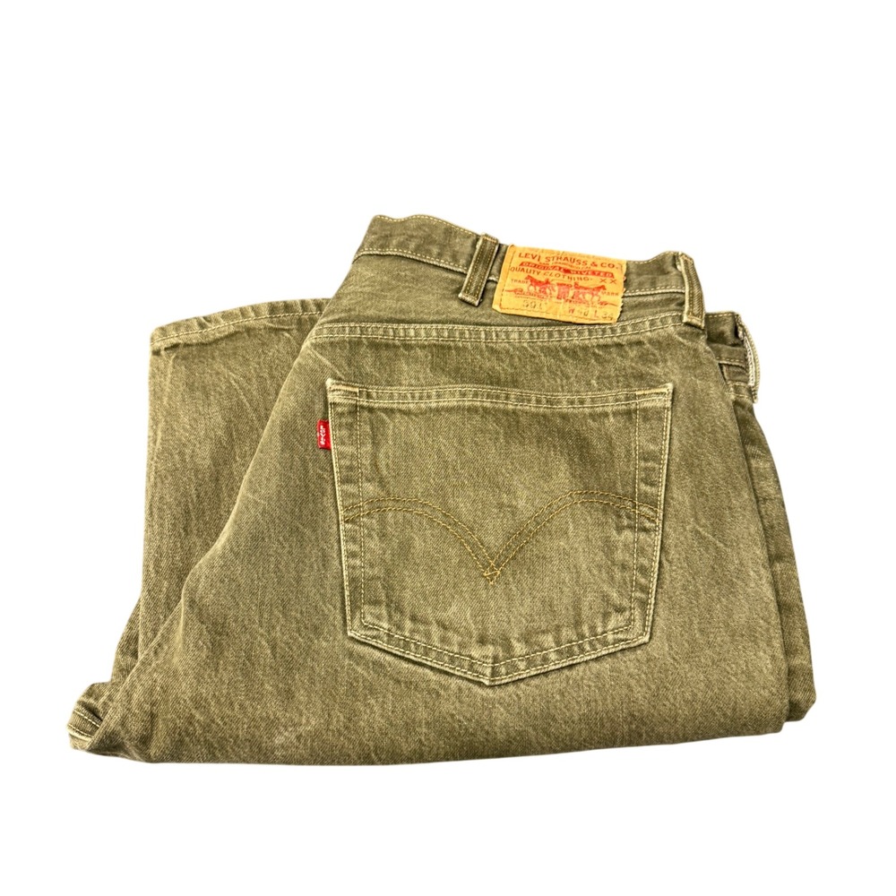 Levi's 501 Jeans Mens 40x34 (38x32 ACTUAL) Original Straight Olive Green Denim